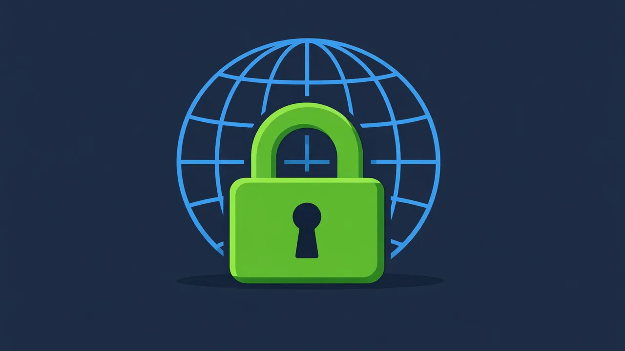Un globe en fil de fer bleu devant lequel se dresse un grand cadenas vert