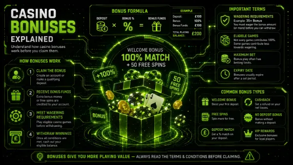 Casino bonuses explained
