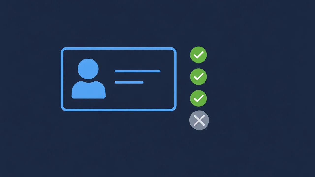 Illustratie van een identiteitskaart met vinkjes voor gedeelde gegevens en een doorgestreept symbool